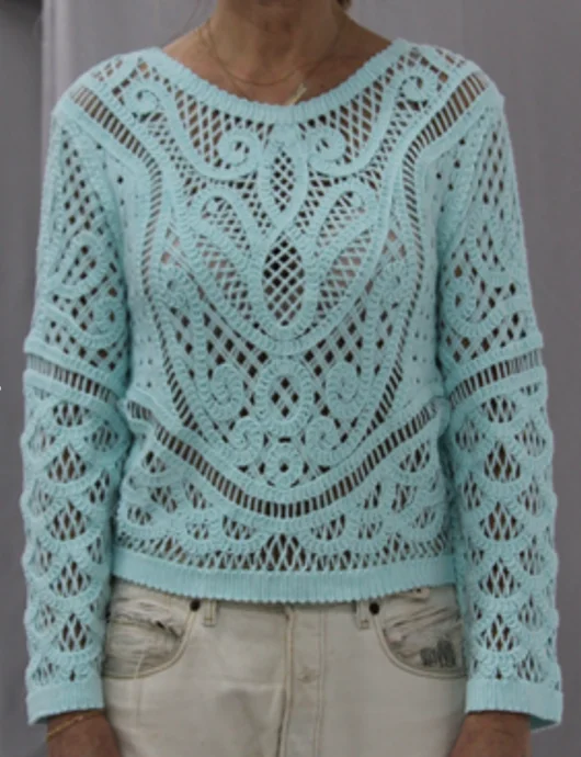 Ladies Hollow Crochet Special Plane Sweater-long Sleeve, Short Version, Suitable For Party Shopping, Vacation - Image 3