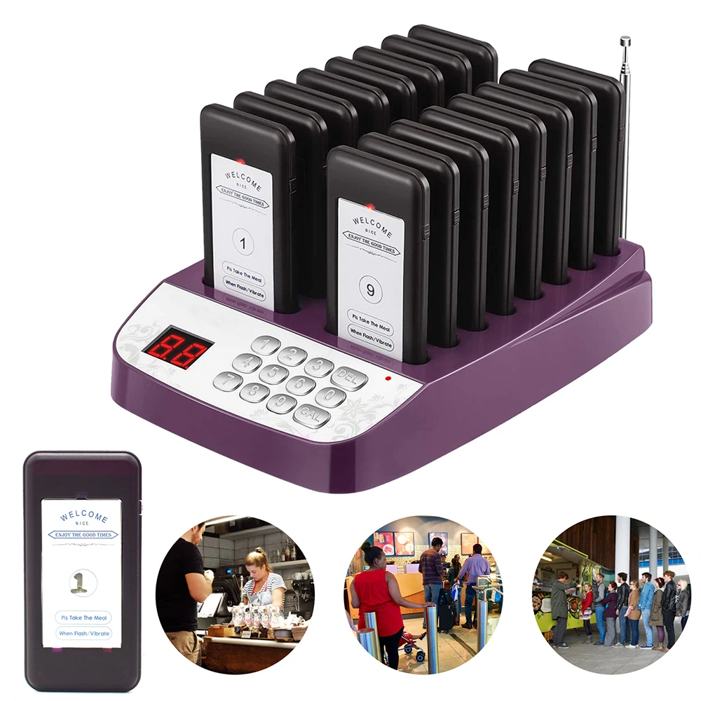 Amazon Best Selling Restaurant Pager Buzzer Wireless Calling System 16