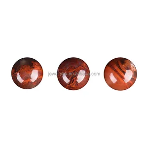 Round South Red Egg-shaped Ring Band with Flame Pattern Beads of Pure Natural Persimmon Red South Red Agate Beads