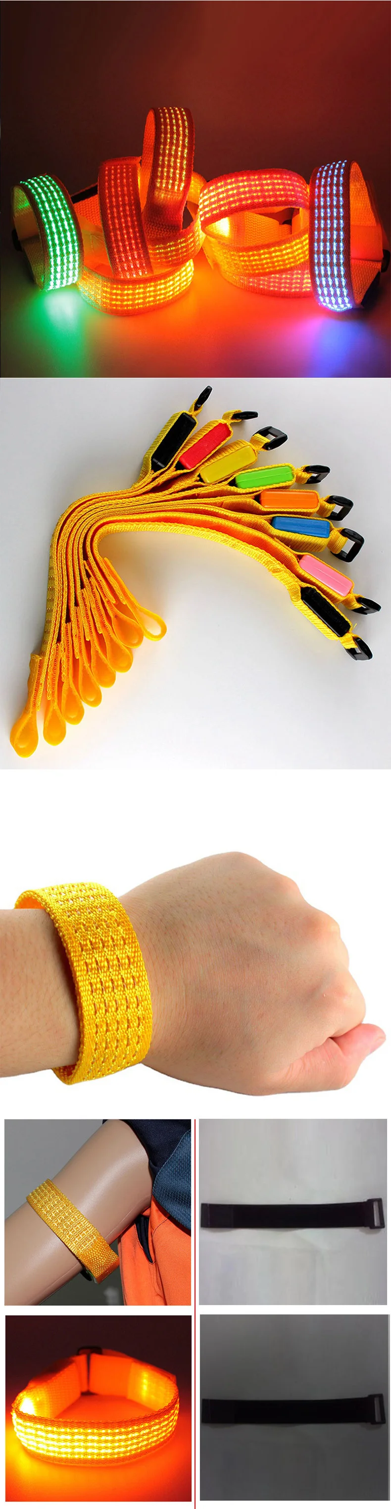 Outdoor running concert gift batteries replaceable PU super bright optical fiber guide bar flat LED luminous hand band wristband