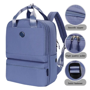 For Custom 17 Inch Unisex Laptop Backpack Blue Waterproof Lightweight USB Zipper Closure Nylon & Polyester Lining