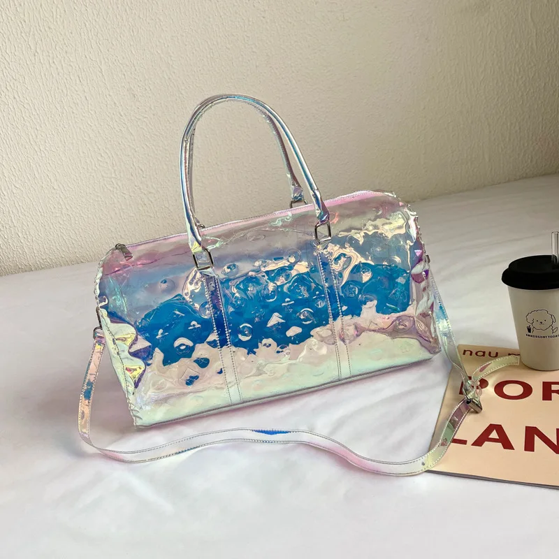 Wholesale Clear Pvc Travel Weekender Laser Wholesale Womens Holographic Duffle Bag Duffle Bag Women Buy Jelly Duffle Bag New Style Clear Hologram Duffle Bag Holographic Pvc Travel Duffle Bag Product