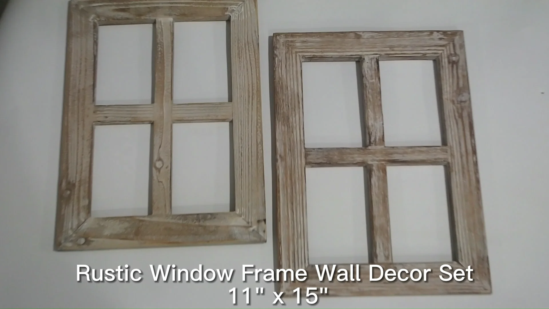 Handmade Farmhouse Wooden Windowpane Wall Hanging Decor 11" X 15"rustic