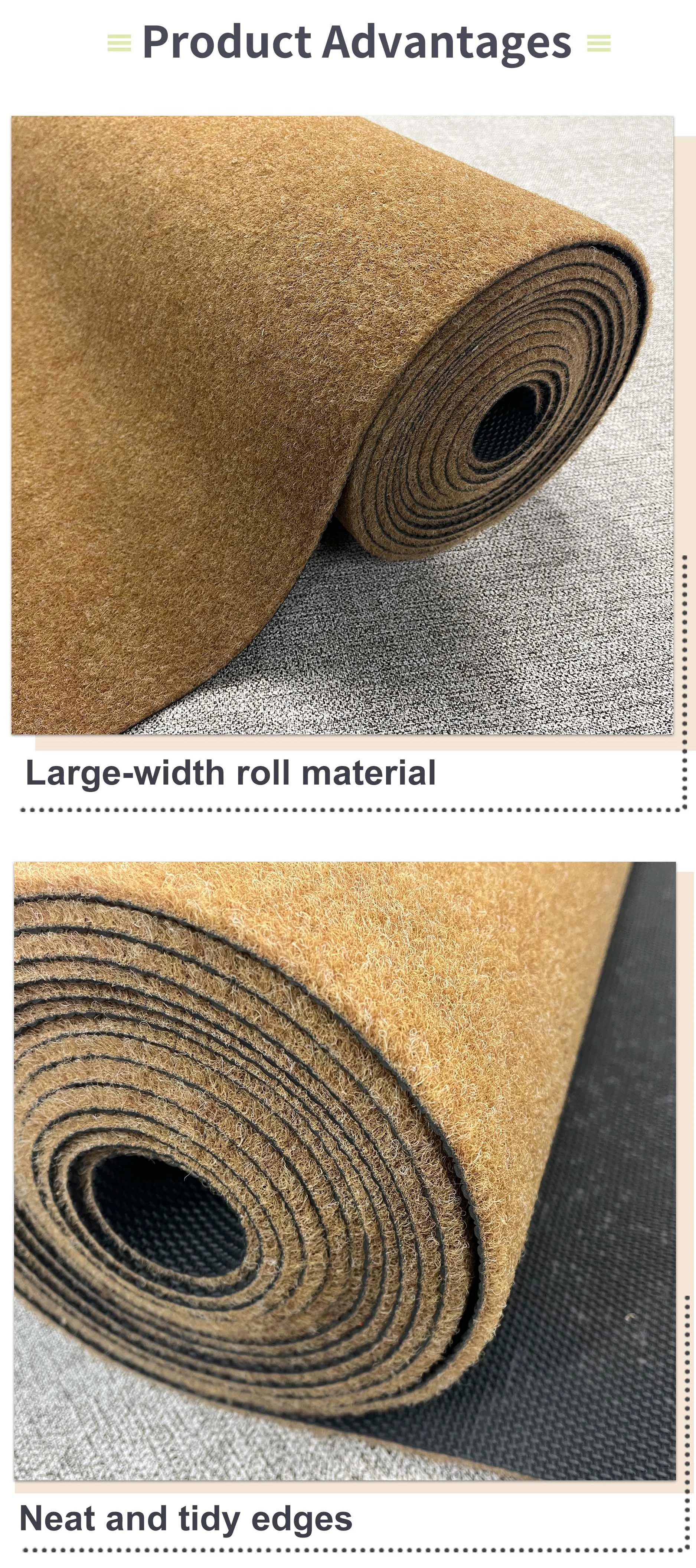 Factory Direct Sales of Anti-slip Outdoor and Modern Flat Brushed Design Roll Carpets Imitating Coconut Palm Floor Carpet(图3)