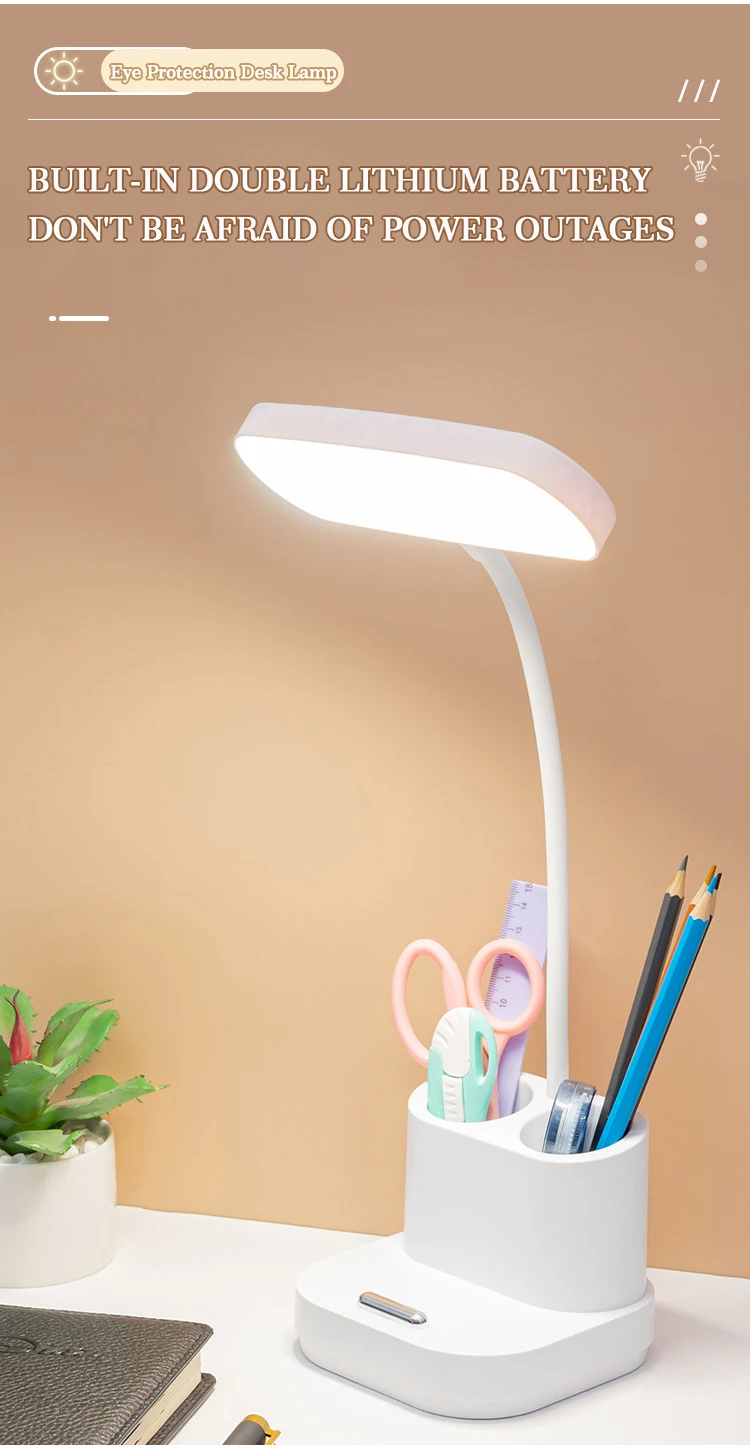 Good Quality Modern Office 3 Color Temperature Led Desk Lamp With Pen