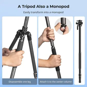 SmallRig CT150 Travel Video Tripod Kit, 360 Swivel and 90 / -70 Tilt, Max Load 3kg / 6.6lb for Cameras, DSLR - 4937 product image