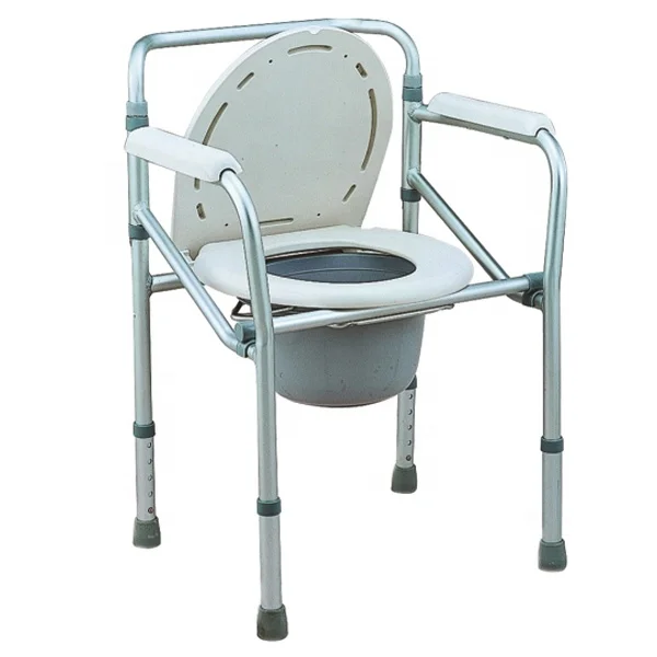 Folding Toilet Commode Chair, Height Adjustable 2-in-1 Commode Pot ...