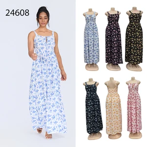 New Wholesale Large Size Women's Summer Printing Fashion Strap Backless Breathable Split Dress
