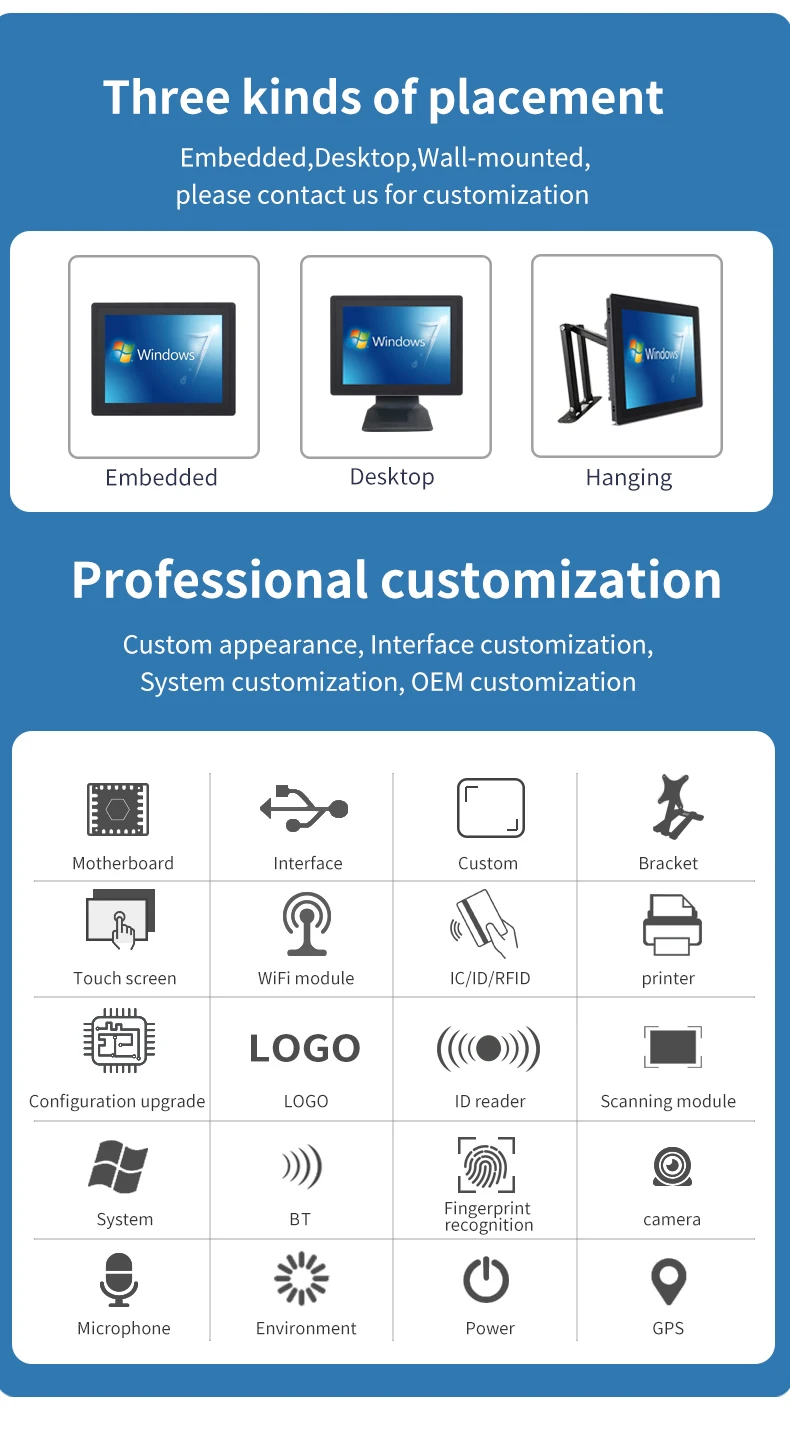 Hot Sale 10.4/12.1/15/17/19 Inch Full Colo HD Resistive Screen Android System Embedded Industrial Touch Panel Pc