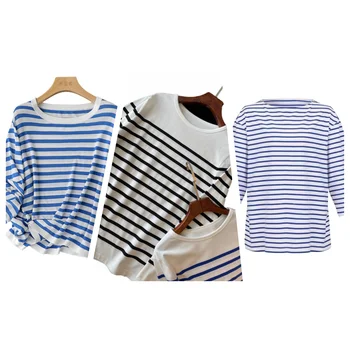 Multiple types of striped T-shirt customization Custom Logo T Shirts Striped Unisex T-shirt