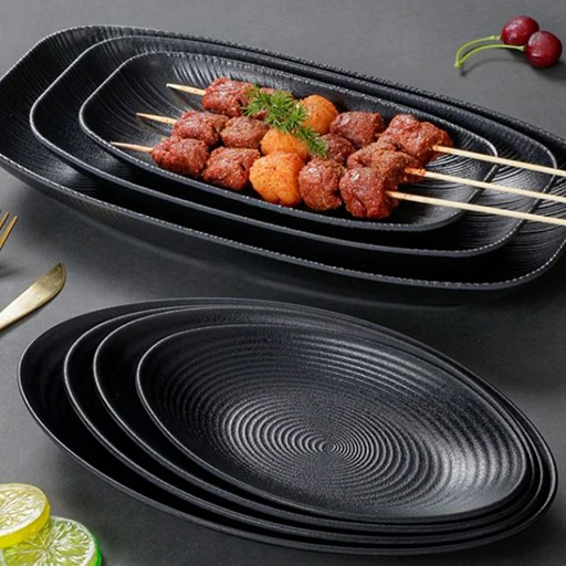 Platos Rectangulares Platos De Melamina Negro Plato Rectangular