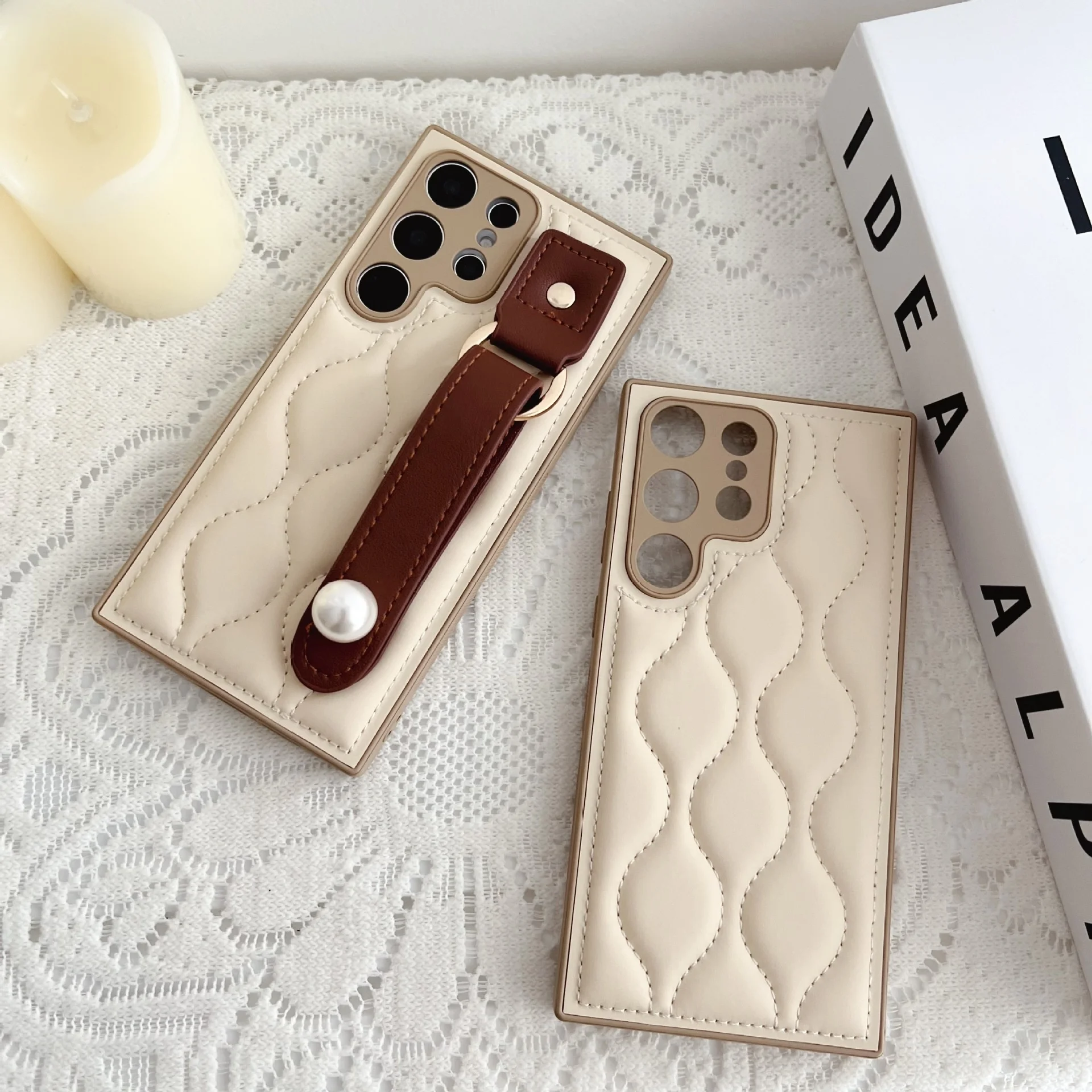 Skin Leather Phone Back Cases For Samsung Galaxy S24 S23 Ultra Plus Full Coverage Simple White Matte Case