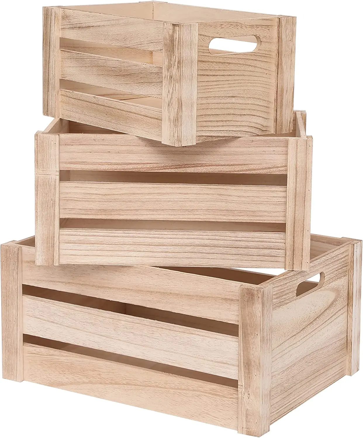 Antique Brown Handmade Wooden Crate Storage Rustic Decorative Boxes Set