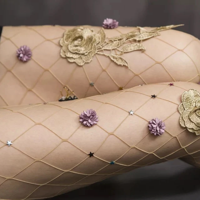 Женское нижнее белье в сеточку, чулки, колготки, колготки с вышивкой