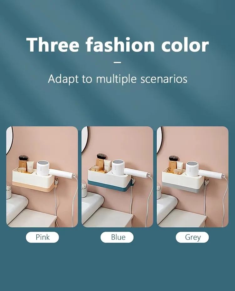 Top Seller Bathroom Toilet Hair Dryer Storage Rack Simple Punch-Free Plastic Wall Shelf factory