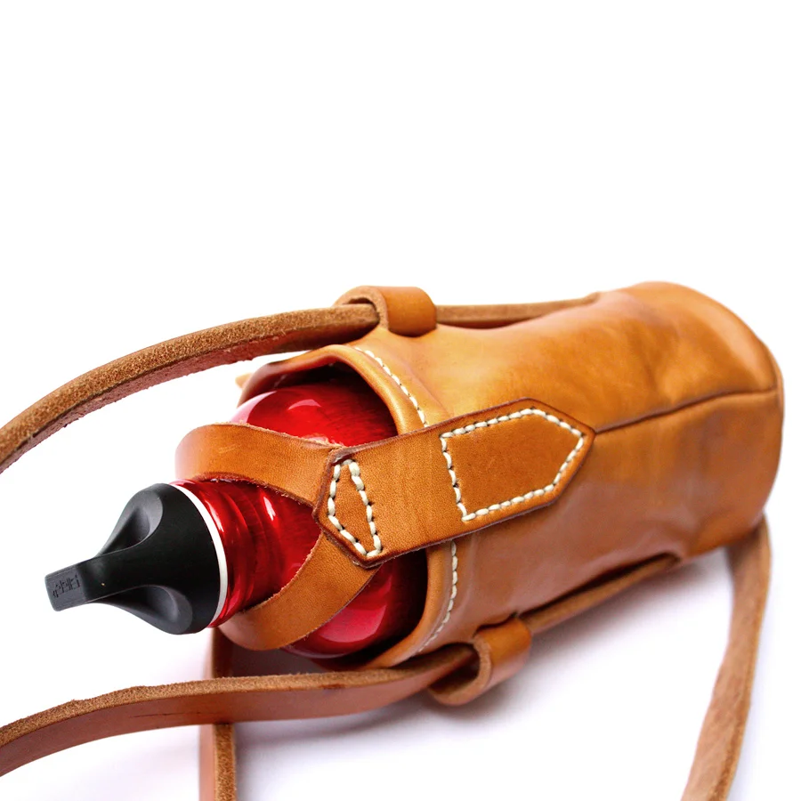 Water Bottle Strap, Vintage Oak Bovine Leather, Home