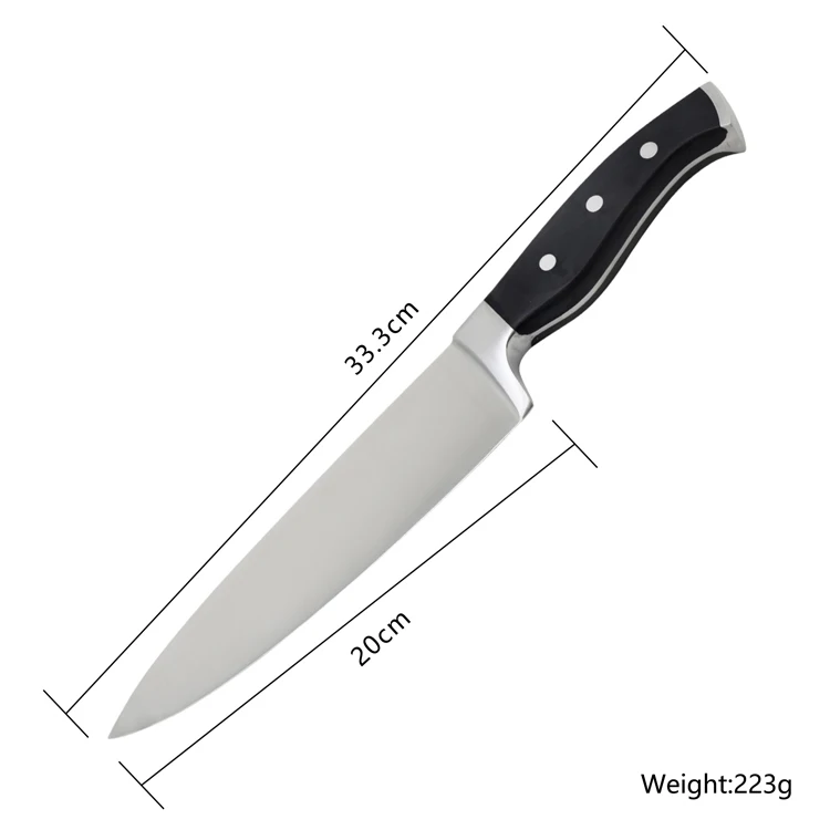 Premium German Stainless Steel 3 PCS Kitchen Slicing Knife Chef Knife Set with Finger Guard and Gift Box