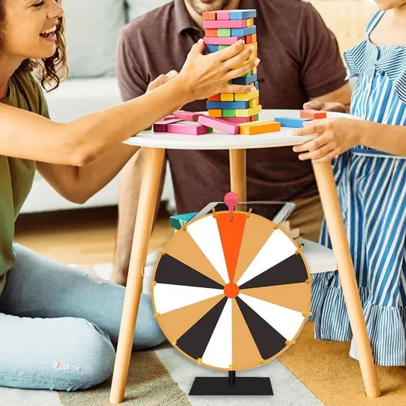 10/15 Slots Non-Slip Wood Wheel Prize Spinner Wheel of Fortune Game Stand for Party & Trade Show Prize Wheel Dice Type