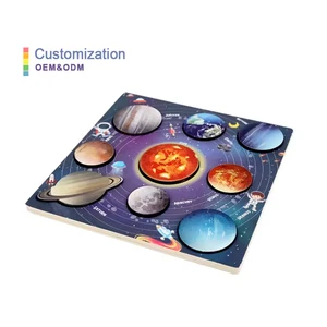 Montessori Education Wooden Solar System Puzzle Toy Outer Space Themed Planet Board Eight Planets Educational Gift