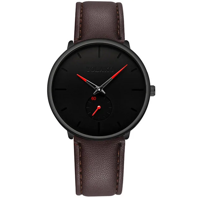 Brown PU Leather Strap Cheap Mens Hand Watches Factory Men's