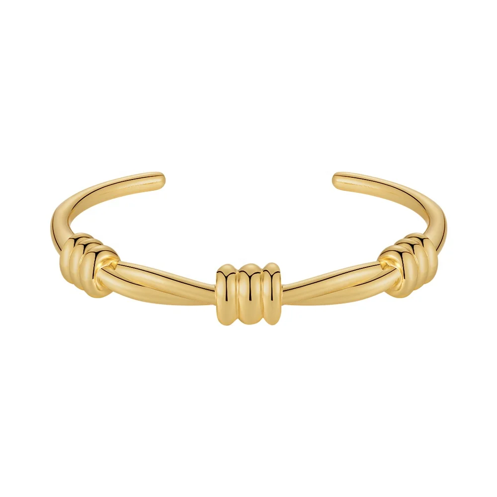 Original Design 18K Gold Plated Brass Jewelry Open Twist Rope Knot Thorns Bangle HipHop Punk Bracelets B222315