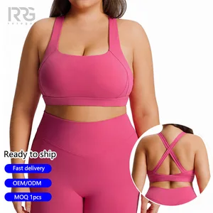 Roregal Women Plus Size High Support Sports Bra Gym Fitness Removable Bra Pads Fitness Yoga Bra