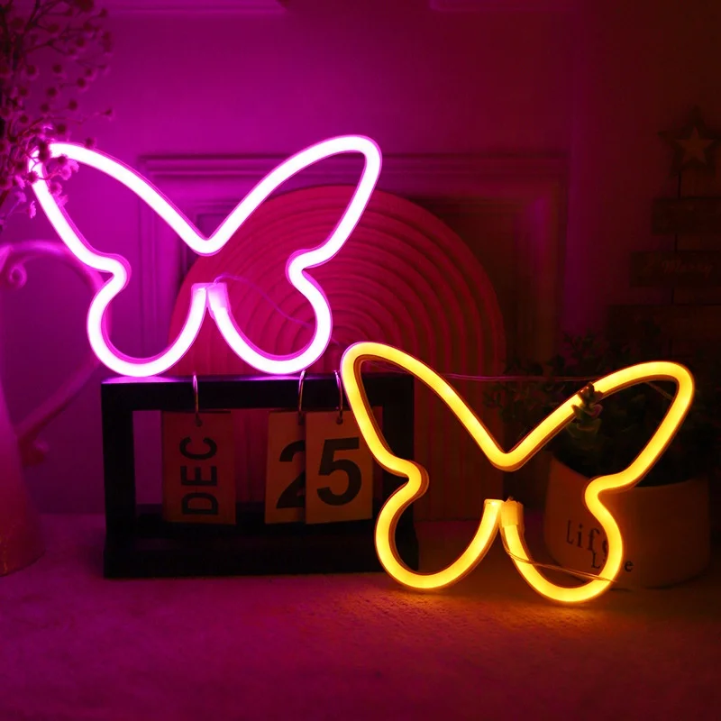 8 Pcs Butterfly Neon Signs Butterfly 2024 LED Neon Night Light USB.