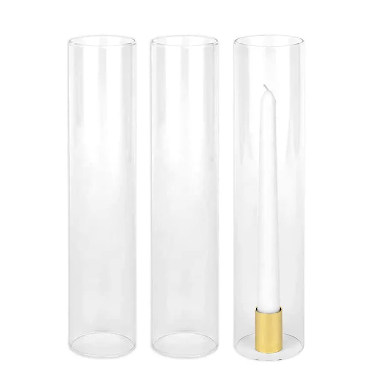 Supply Clear Glass Cylinder Hurricane Candle Holder Open Ended Glass
