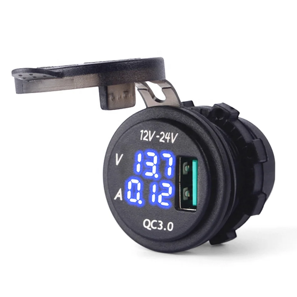 12V 24V Portable Automotive Intelligent Three in One AC DC Ammeter Voltage Meter With Charger