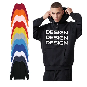 Custom Mens 100% Cotton Embroidery Puff Print Chenille Logo Blank Hoodie Plus Size Unisex Fleece Pullover Hoodies For Men