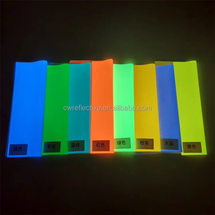 High Visibility Glow in Dark Eco-Friendly Washable 6-8 Hours Polyester Fabric Night Luminous Fluorescence Recycled for Jackets