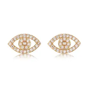 Keiyue Women's Saudi Arabia Gold-Plated and Silver Plated Eye Stud Earrings Top Design with Zircon Popular Designer Brands