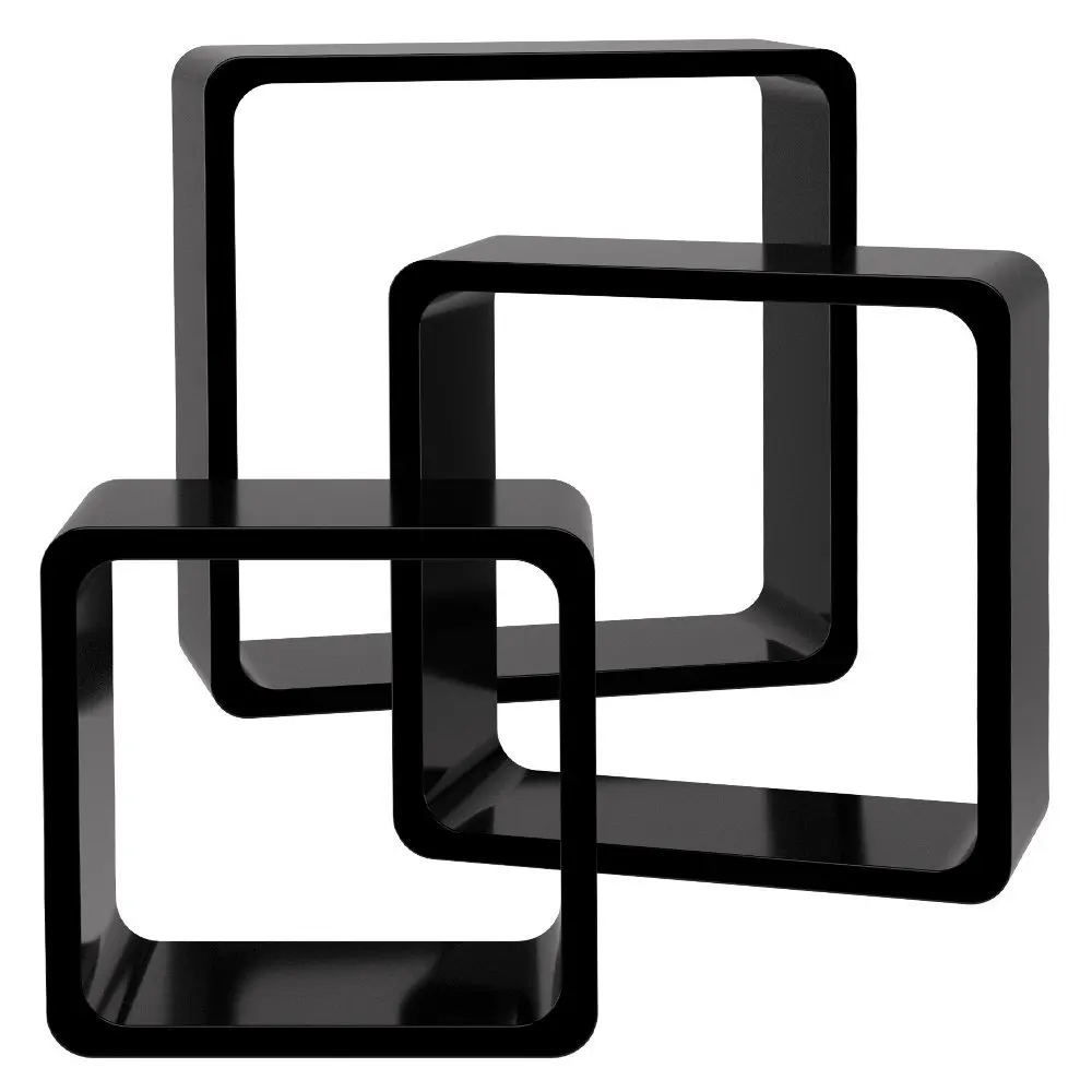 Étagère Murale Flottante EUGAD 30x22.9x3.8 Cm - Lot De 3 En MDF Noir