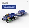 Blue + trailer+ speedboat