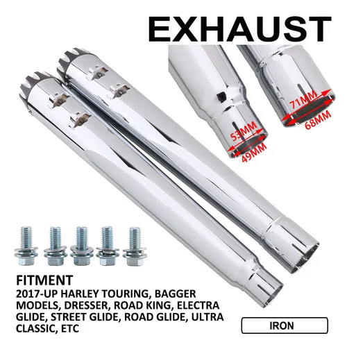 JFG 2017-UP универсальная выхлопная труба с двойным выходом для туристических моделей бакеров комодов ROAD KING ELECTRA GLIDE