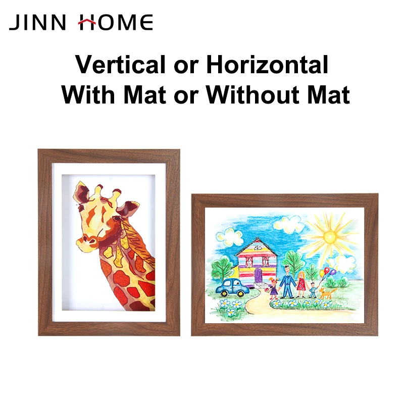 A4 10x14inch Walnut Shadow Box Frame Tempered Glass Kids Art