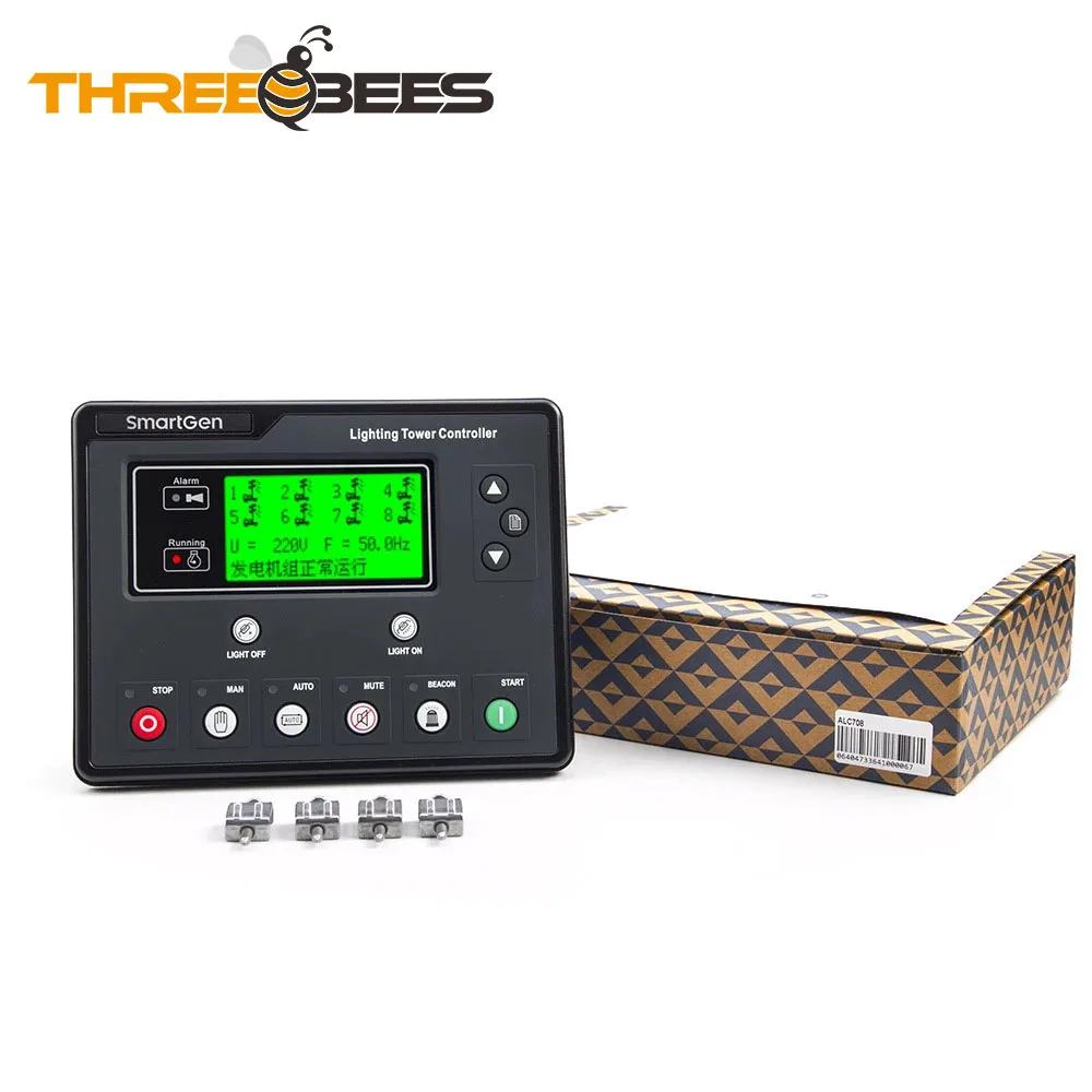 Smartgen ALC704 ALC708  Light Tower Controller Timing Remote Start Stop Monitor Control Panel for Genset