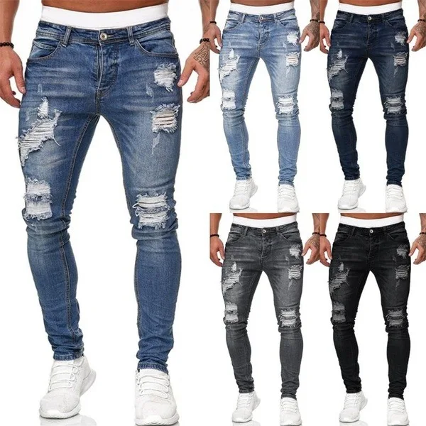 Pantalones Vaqueros Largos De Tubo Recto Para Hombre,Moda Europea Y  Americana - Buy Venta Al Por Mayor De Alta Calle Agujero Lavado Rock And  Roll Agujero,Jeans De Moda De Los Hombres Pantalones