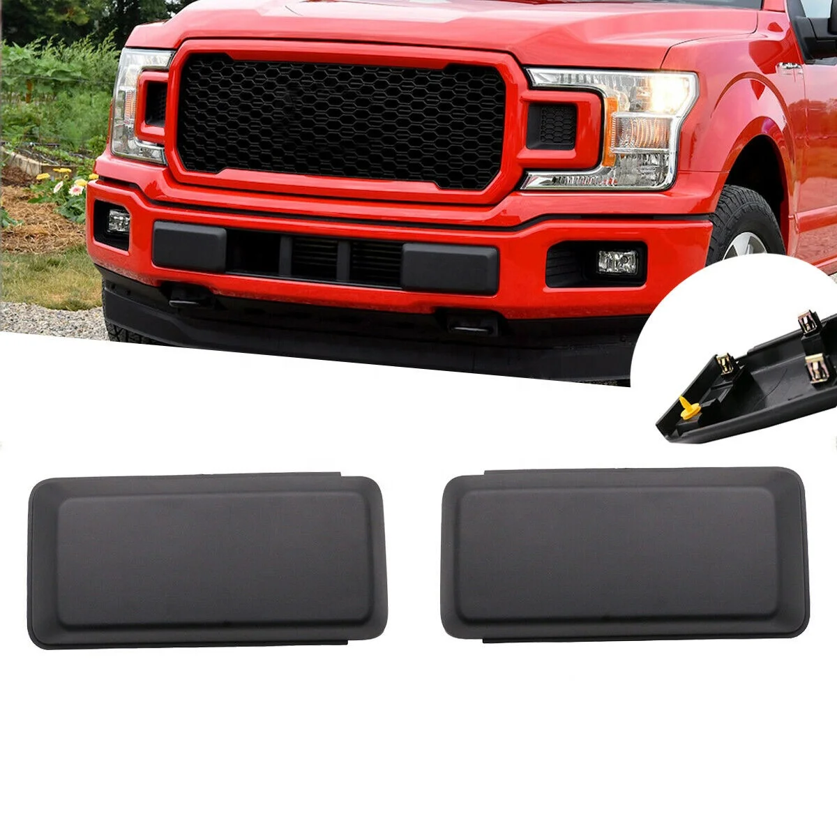 Decter Car Left Side Front Bumper Guards Inserts Cover Pads Caps Replacement for F150 2018 2019 2020 JL3Z 17E811 AB