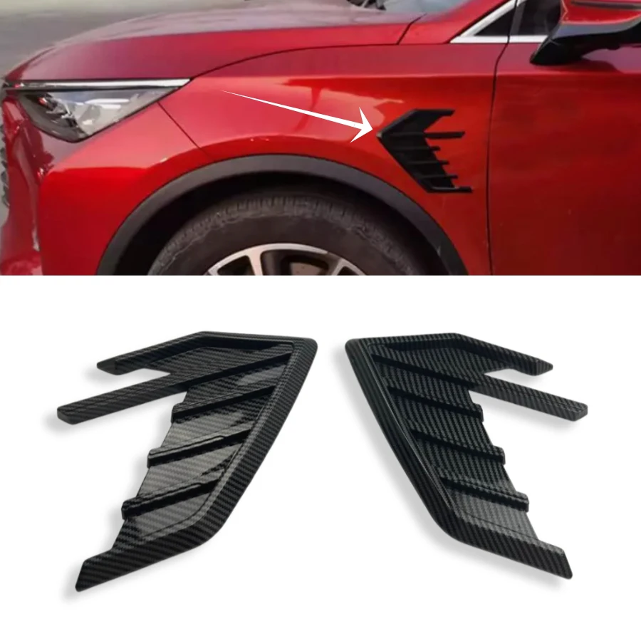 TIYPEOR Pair Modified Auto Exterior Body Side Marker Fender Vent Air Wing Cover Trim Cover 2Pcs Universal Carbon Fender