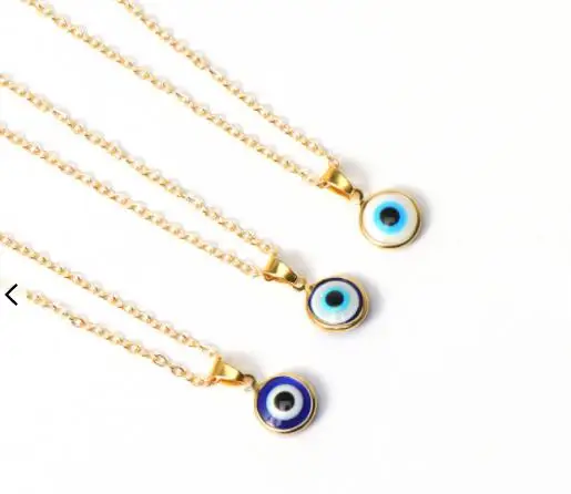 Drop Shipping Turkish Blue Eye Pendant Necklace Simple Wrapped Eye Necklace for Women