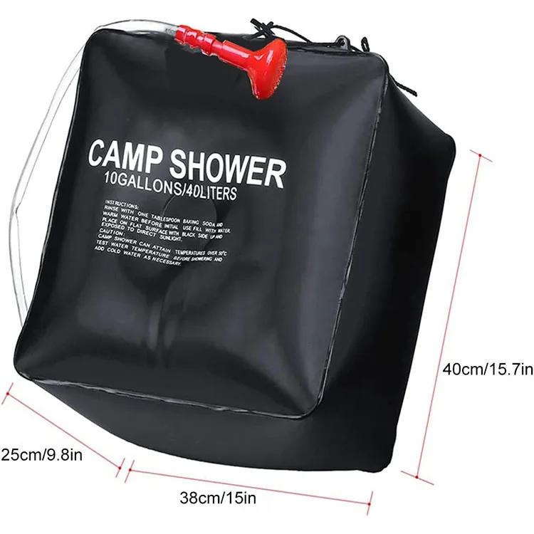 10 Gallonen 40L Solar-Duschbeutel fr Camping, Fitnessstudio und Outdoor  mit Duschkopf und Schlauch