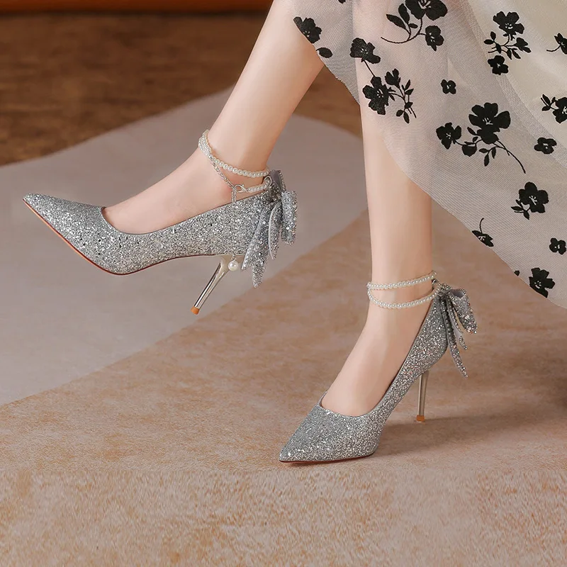 Sandali trasparenti da donna con tacco estivo a punta scarpe