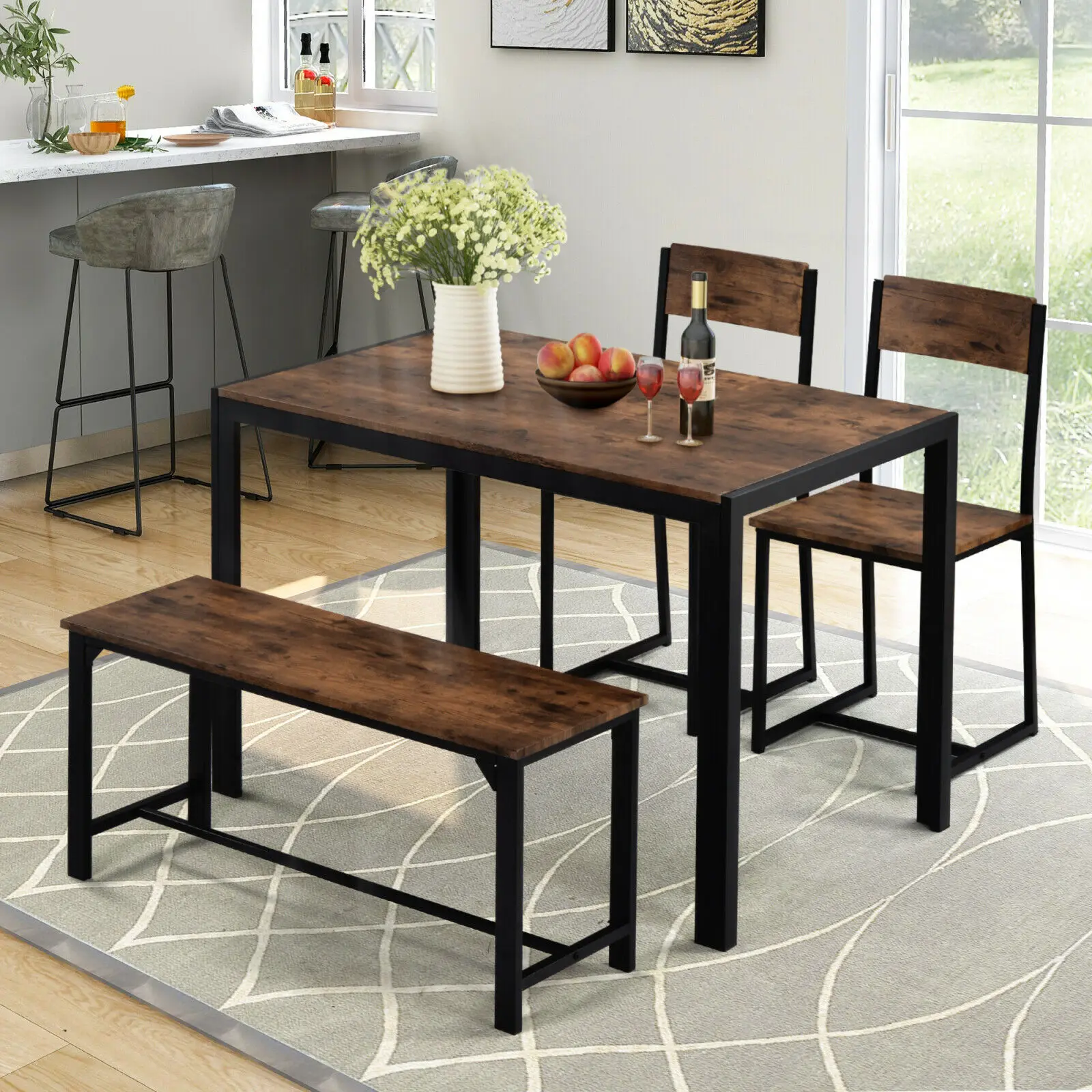 Wholesale Custom Wood and Metal Morden Living Room Furniture Restaurant Dining Table and Chair .jpg
