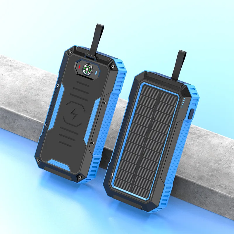 2026 Hot Sale New Product SP0030 Waterproof Solar Power Bank 30000mAh with LED Light and Compass Outdoor Power Bank