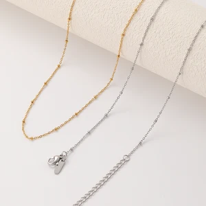 Wholesale 18K Gold Stainless Steel Link Chain Necklace Waterproof Minimalist Flattened for Women