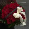 red rose frost woven basket-33 roses