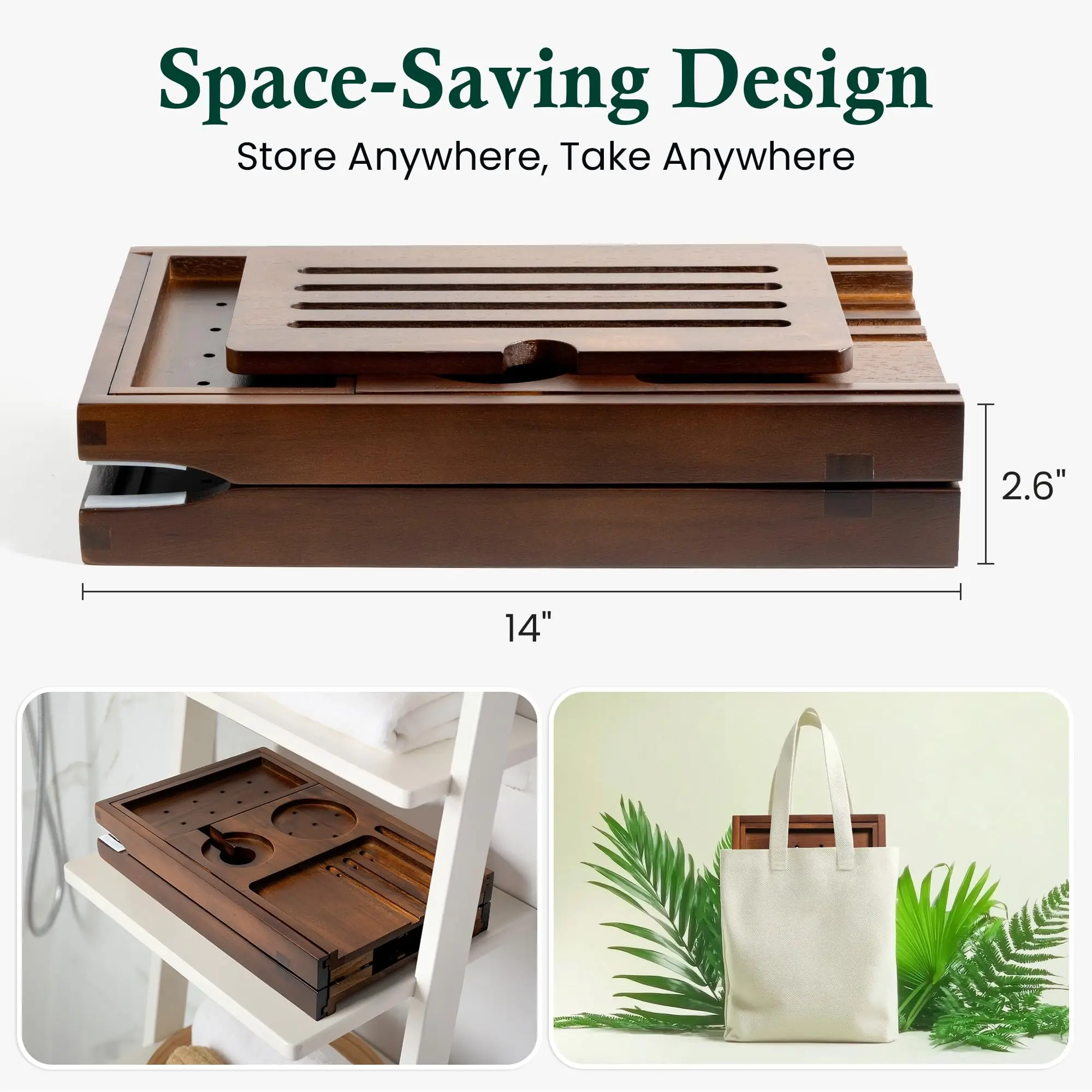 product expandable wood bathtub tray with wine glass holder bathroom stand bookshelf reading spa and relaxation experience for bathroom-7