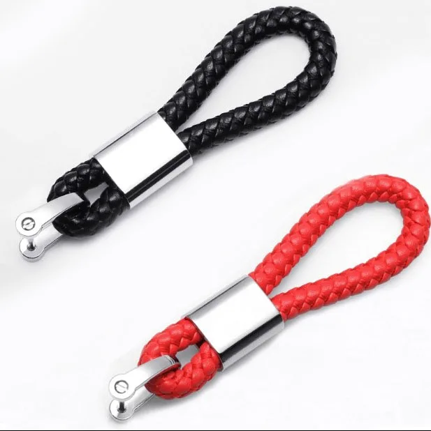 Custom Braided Rope Keychain Braided Leather Key Ring Metal Keychain