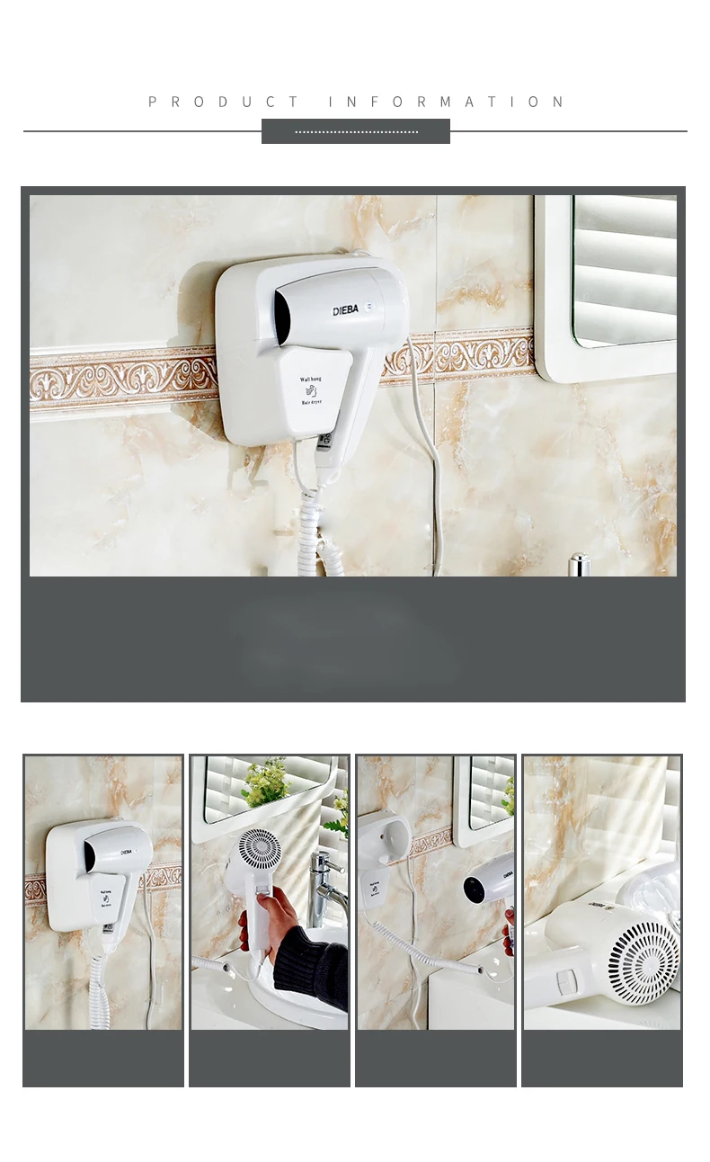 Secador De Cabello Fijo A Pared Para Hoteles Exoriam | Cuotas sin interés